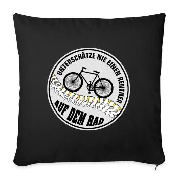 Rentner | Fahrrad | Velo - Sofakissenbezug 45 x 45 cm - Schwarz - Vorne