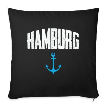 Hamburg, anchor, harbor, pearl - Sofa pillowcase 17,3'' x 17,3'' (45 x 45 cm) - black - Front