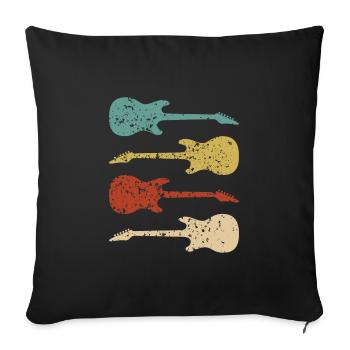 Cadeau de guitare électrique vintage - Housse de coussin décorative 45 x 45 cm - noir - Devant