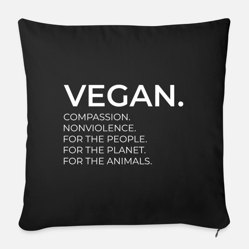 Veganer Vegan Fleischfrei Frieden Spruch Geschenk - Sofakissenbezug 45 x 45 cm - Schwarz