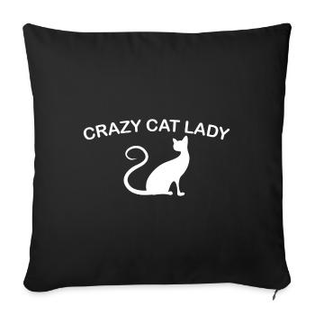 Crazy Cat Lady Gift - Sofa pillowcase 17,3'' x 17,3'' (45 x 45 cm) - black - Front