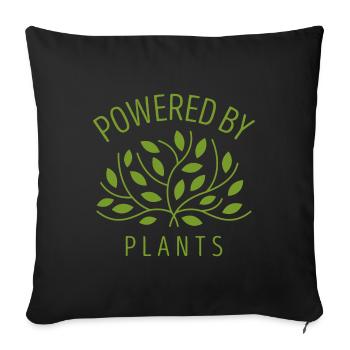 Powered by Plants Vegan Geschenk - Sofakissenbezug 45 x 45 cm - Schwarz - Vorne