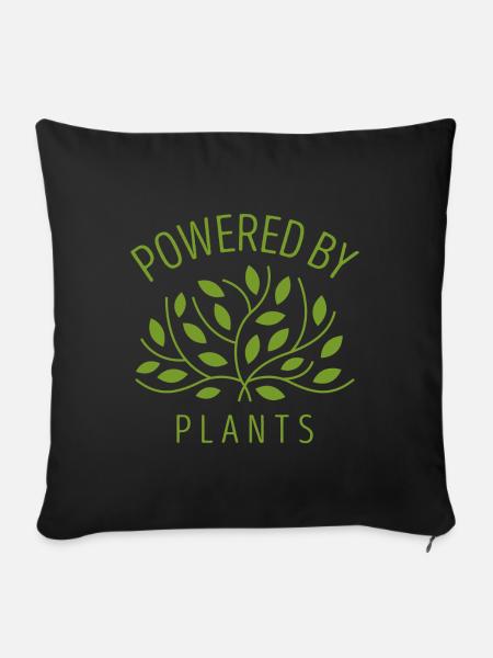 Powered by Plants Vegan Geschenk - Sofakissenbezug 45 x 45 cm - Schwarz