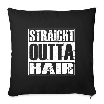 Straight outto hair soon gift - Sofa pillowcase 17,3'' x 17,3'' (45 x 45 cm) - black - Front