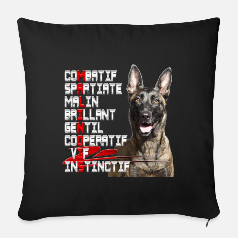malinois - Housse de coussin décorative 45 x 45 cm - noir