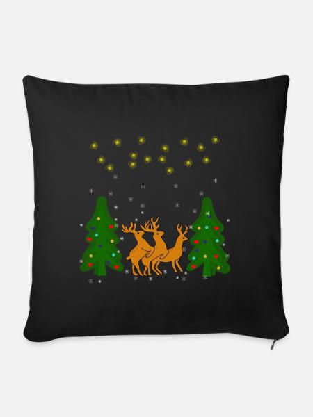 Rentier Weihnachtsfeier - Sofakissenbezug 45 x 45 cm - Schwarz