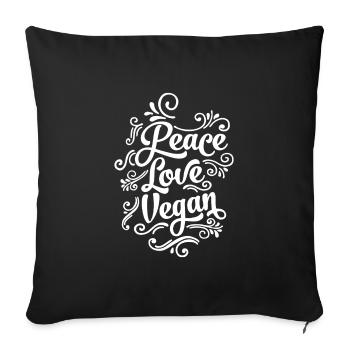 Peace Love Vegan Gift - Sofa pillowcase 17,3'' x 17,3'' (45 x 45 cm) - black - Front