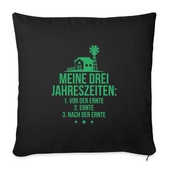 Meine drei Jahreszeiten Ernte Bauer Landwirt - Sofakissenbezug 45 x 45 cm - Schwarz - Vorne