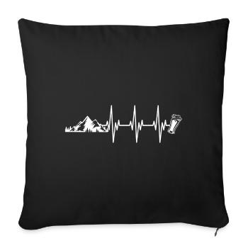 Montagnes de bière randonnée cadeau de battement de coeur - Housse de coussin décorative 45 x 45 cm - noir - Devant