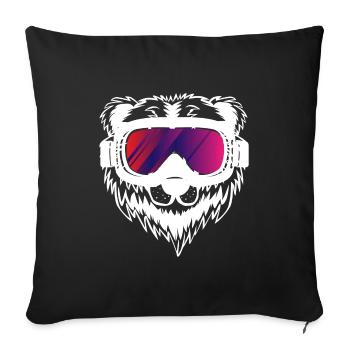Ski skiing skier bear gift - Sofa pillowcase 17,3'' x 17,3'' (45 x 45 cm) - black - Front