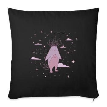 Purple penguin among the stars - Sofa pillowcase 17,3'' x 17,3'' (45 x 45 cm) - black - Front