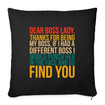Chère Boss Lady, merci d'être mon cadeau Boss - Housse de coussin décorative 45 x 45 cm - noir - Devant