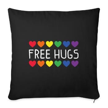 Cadeau Hugs LGBT Gay Pride gratuit - Housse de coussin décorative 45 x 45 cm - noir - Devant