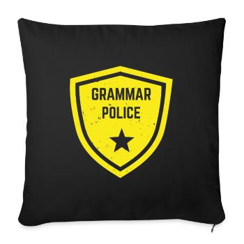 Police police grammaire policier cadeau - Housse de coussin décorative 45 x 45 cm - noir - Devant