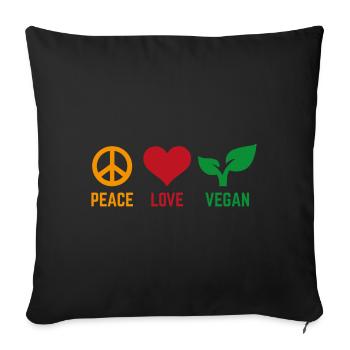 Peace Love Vegan Veggie Gift - Sofa pillowcase 17,3'' x 17,3'' (45 x 45 cm) - black - Front