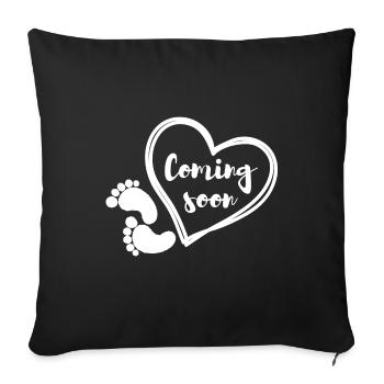 Coming soon baby pregnancy gift - Sofa pillowcase 17,3'' x 17,3'' (45 x 45 cm) - black - Front