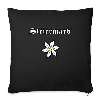 Edelweiß - Steiermark - Sofakissenbezug 45 x 45 cm - Schwarz - Vorne