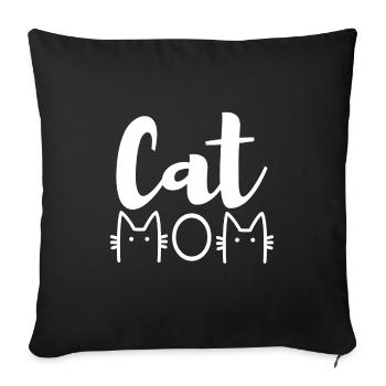 Cat mom mother cat cat lover gift - Sofa pillowcase 17,3'' x 17,3'' (45 x 45 cm) - black - Front