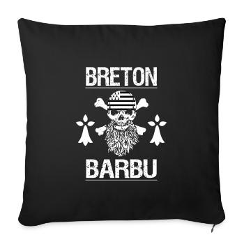 Breton Barbu. Humour Bretagne - Housse de coussin décorative 45 x 45 cm - noir - Devant