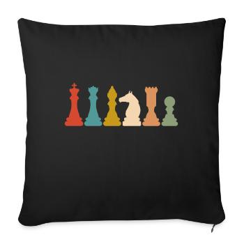 Échiquier pièce d'échecs joueur d'échecs échec et mat - Housse de coussin décorative 45 x 45 cm - noir - Devant