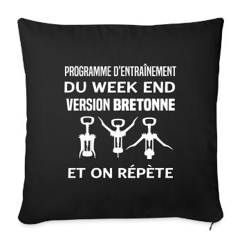 programme entraînement humour alcool Bretagne - Housse de coussin décorative 45 x 45 cm - noir - Devant
