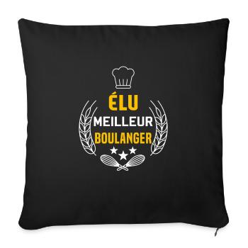 élu meilleur boulanger, humour métier boulangerie - Housse de coussin décorative 45 x 45 cm - noir - Devant