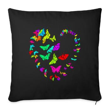 Heart made of butterflies - metallic - Sofa pillowcase 17,3'' x 17,3'' (45 x 45 cm) - black - Front