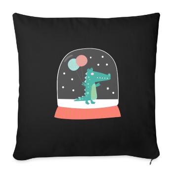 Boule de neige Mignon crocodile anniversaire 2020 - Housse de coussin décorative 45 x 45 cm - noir - Devant