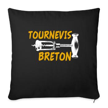Tournevis breton, humour Bretagne, idée cadeau - Housse de coussin décorative 45 x 45 cm - noir - Devant