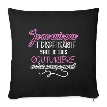 Couturière humour métier couture idée cadeau femme - Housse de coussin décorative 45 x 45 cm - noir - Devant