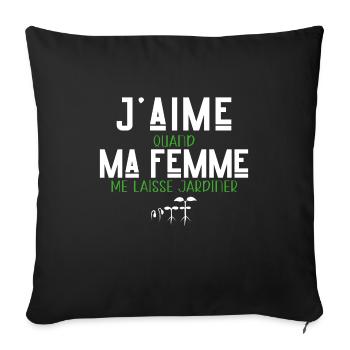 Jardinage humour loisir jardin idée cadeau homme - Housse de coussin décorative 45 x 45 cm - noir - Devant