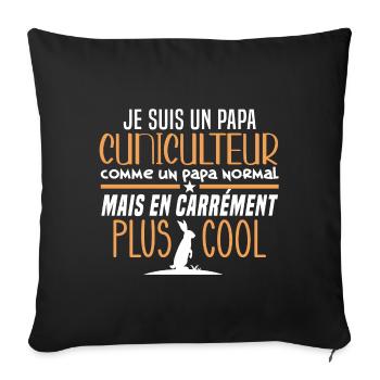 Papa cuniculteur, humour métier, élevage de lapin - Housse de coussin décorative 45 x 45 cm - noir - Devant
