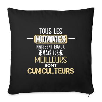 Cuniculteurs humour métier, élevage de lapin - Housse de coussin décorative 45 x 45 cm - noir - Devant