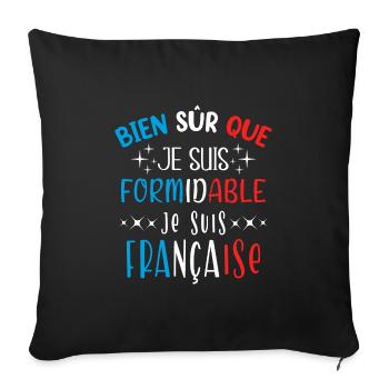 France française humour pays idée cadeau région - Housse de coussin décorative 45 x 45 cm - noir - Devant