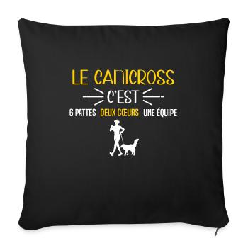 Canicross sport chien, idée cadeau sportifs humour - Housse de coussin décorative 45 x 45 cm - noir - Devant