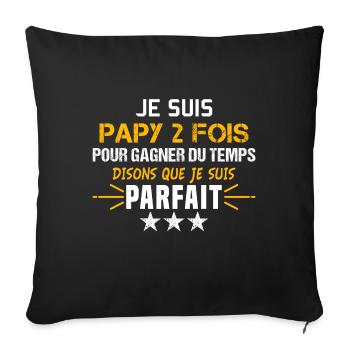 Papy parfait cadeau papy grand père fière - Housse de coussin décorative 45 x 45 cm - noir - Devant