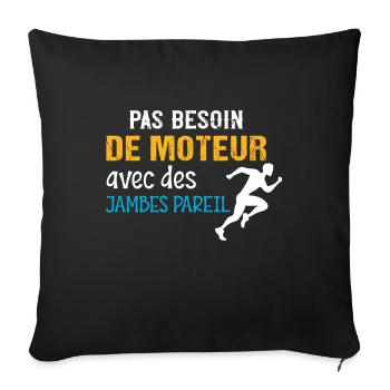 Running idée cadeau course à pied, humour sport - Housse de coussin décorative 45 x 45 cm - noir - Devant