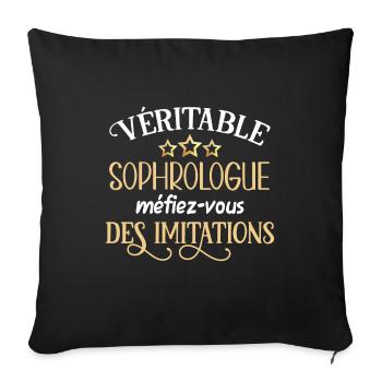 Sophrologue humour métier idée cadeau professions - Housse de coussin décorative 45 x 45 cm - noir - Devant