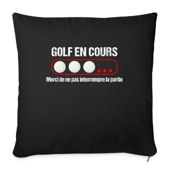 Cadeau pour golfeur, golf en cours, humour - Housse de coussin décorative 45 x 45 cm - noir - Devant