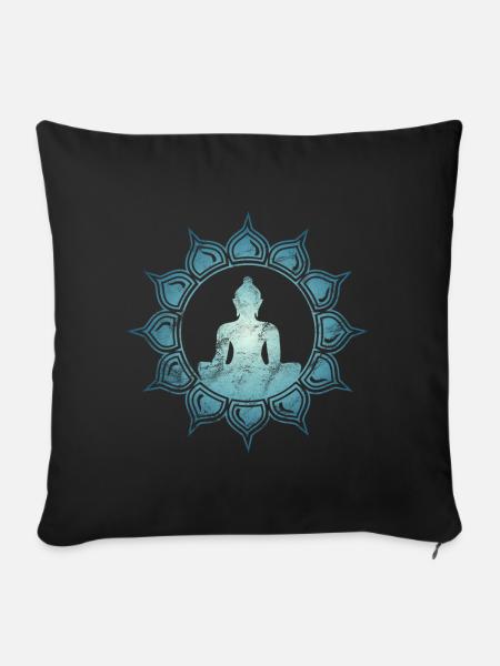 Buddha, Herzchakra Lotus, Buddhismus, Symbol, Yoga - Sofakissenbezug 45 x 45 cm - Schwarz