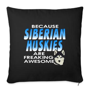 Siberian husky - Sofa pillowcase 17,3'' x 17,3'' (45 x 45 cm) - black - Front