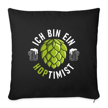 Hopfen Optimist Biertrinker Bierfan Craft Bier - Sofakissenbezug 45 x 45 cm - Schwarz - Vorne