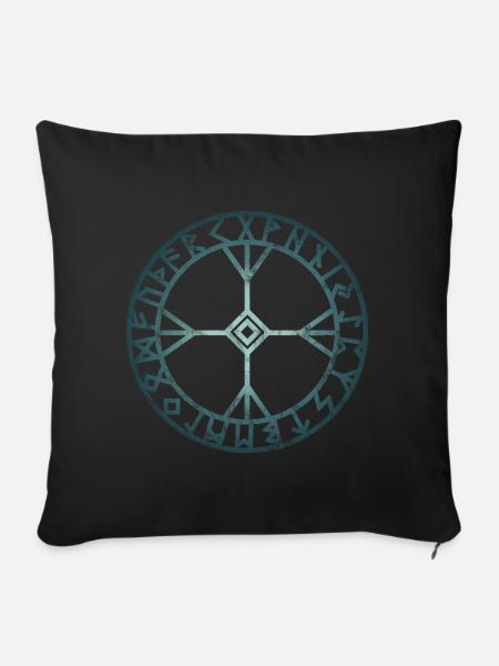 Symbol Viking Rune Algiz Odin Thor Loki Asgard - Sofa pillowcase 17,3'' x 17,3'' (45 x 45 cm) - black