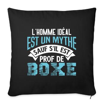 Prof de Boxe Coach Sportif Sport de Combat Cadeau - Housse de coussin décorative 45 x 45 cm - noir - Devant