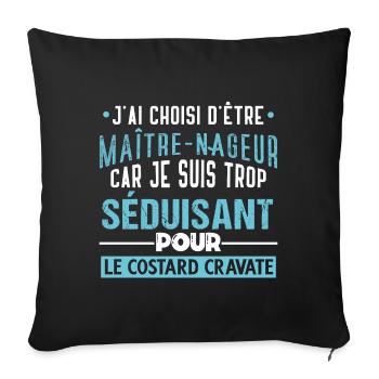 Maître nageur idée cadeau métier aquatique drôle - Housse de coussin décorative 45 x 45 cm - noir - Devant