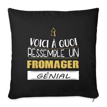 Fromage - Fromager - Fromagerie - Cadeau - Drôle - Housse de coussin décorative 45 x 45 cm - noir - Devant