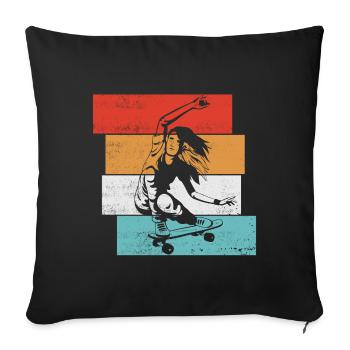 Patineuse motif pour les filles adolescentes skateboard - Housse de coussin décorative 45 x 45 cm - noir - Devant