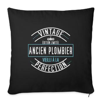 Ancien plombier idée cadeau métier plomberie - Housse de coussin décorative 45 x 45 cm - noir - Devant