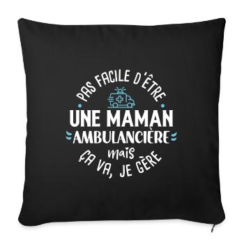 Ambulancière idée cadeau métier ambulance citation - Housse de coussin décorative 45 x 45 cm - noir - Devant