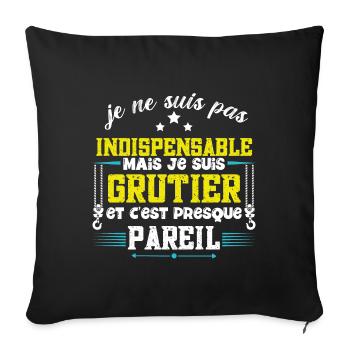 Humour grutier idée cadeau métier construction - Housse de coussin décorative 45 x 45 cm - noir - Devant